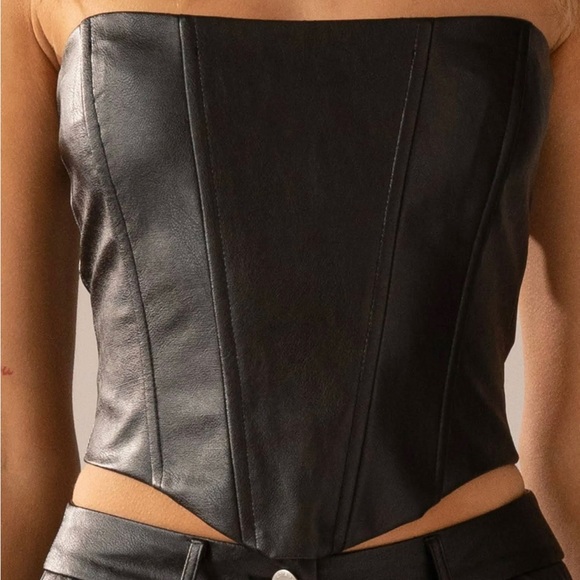 Peppermayo Run the Show PU Bustier Top - Picture 4 of 8